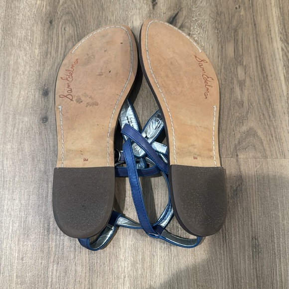 Sam Edelman Blue Leather & Faux Fur Sandals - Picture 5 of 5